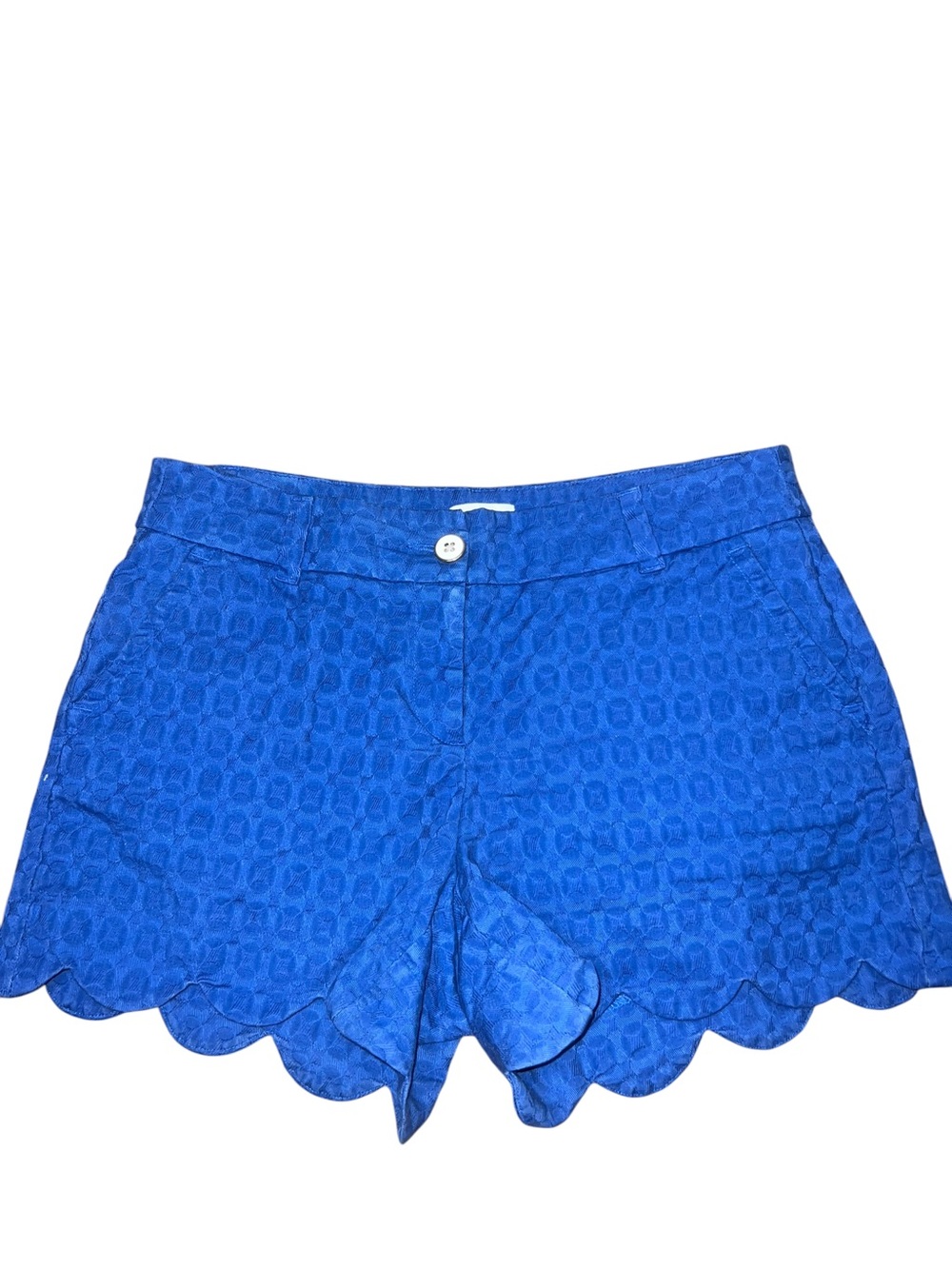 crown & ivy Royal Blue Scallop-Hem High Waist Shorts